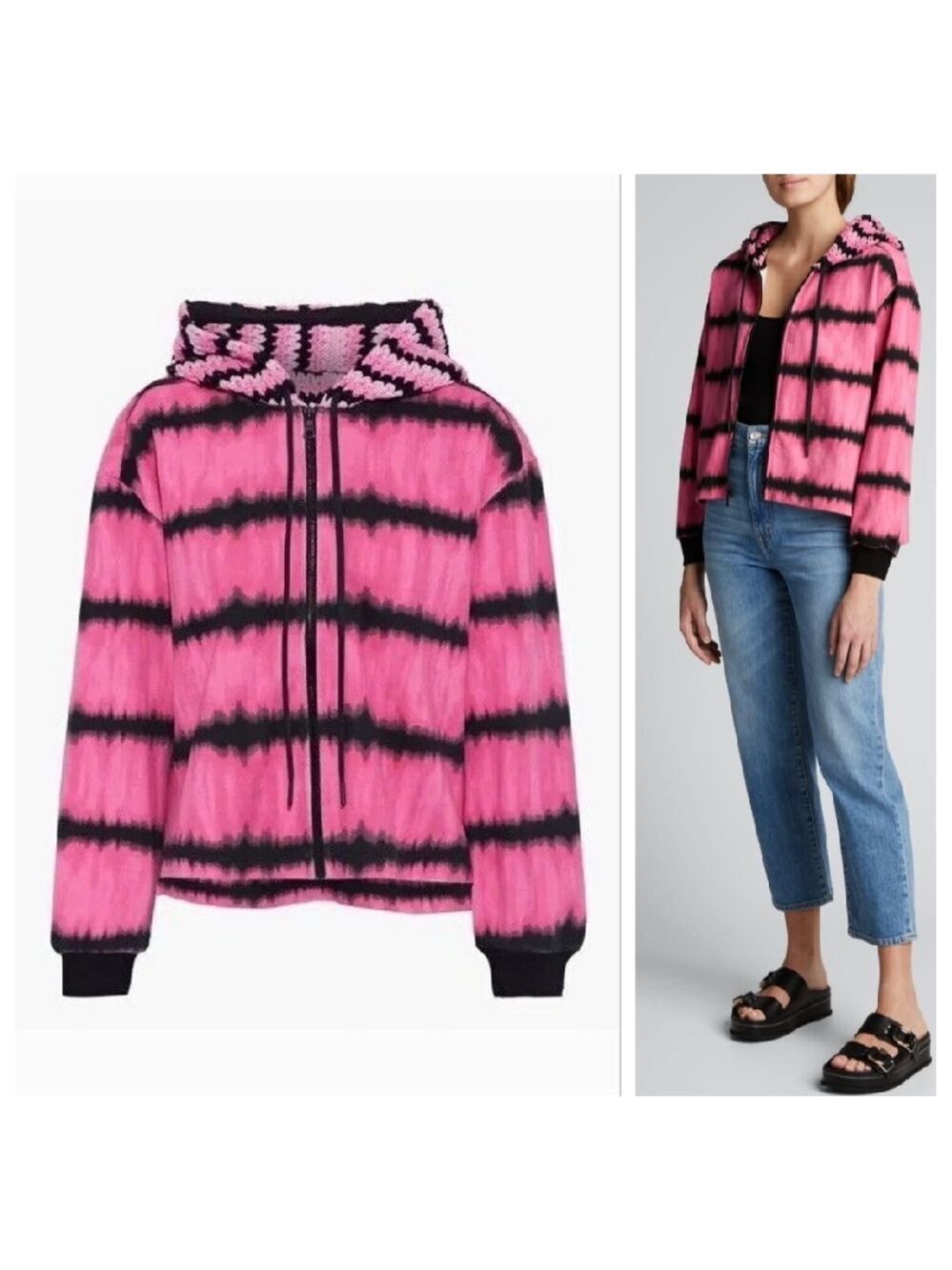 NEW Alice & Olivia Maryjane Crochet Tie Dye Hoodie Jacket Coat